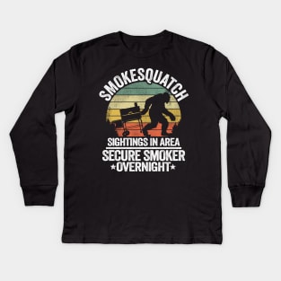 Smokesquatch Sightings In Area Funny BBQ Kids Long Sleeve T-Shirt